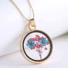 Load image into Gallery viewer, Popular Dried Flower Necklaces Korean Womens Long Gold Beads Chain Colorful Round Pendant  Jewelry For Girls