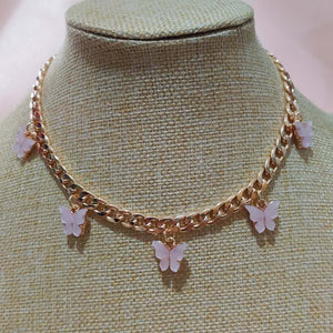 Punk Gold  Silver Color Chain 5 Butterfly Pendant Necklace for Women Wedding Party Statement 2020 Cute Choker Necklaces Jewelry