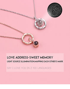 I Love You Necklace 100 Languages Heart Love Necklace Love Memory Projection Pendant Necklace for Women Gifts for Mother's Day