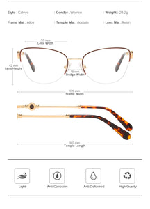 Semi Rimless Cat Eye Myopia Glasses Frame Women Optical Prescription Eyeglasses Frame Ladies Retro Luxury Brand Spectacles Frame