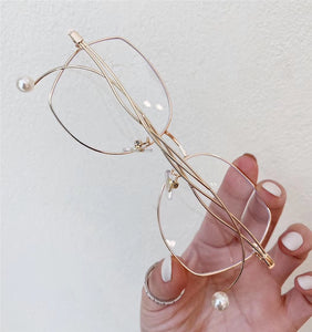 Anti-blue Light Glasses Frame Women Irregular Eyeglasses Unique Pearl Bent-leg Spectacle Frame Fashion Myopia Frames