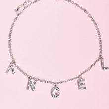 Carica l&#39;immagine nel visualizzatore di Gallery, Crystal Letter Angel Necklace Gothic Simple Silver Color Shiny Rhinestones Link Chain Pedant Necklace Choker Collar Jewelry