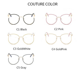 Trendy Cat Eye Glasses Frames for Women Transparent Optical Eyeglasses Ladies Metal Hollow Frame Female Fake Eyewear