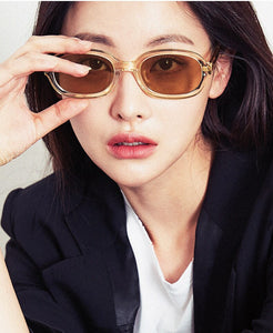 Oval Orange Yellow Frame Sunglasses Women Men Metal Hinge Red Tan Pink Lens UV400 Protection Model Style Sexy Ladies Eyewear