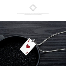 Carica l&#39;immagine nel visualizzatore di Gallery, JHSL Men Statement Poker Pendant Necklace Red Black Silver Color Stainless Steel Fashion Jewelry Gift