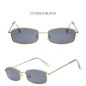 Retro Sunglasses Men Small Rectangle Sun Glasses Retro Shades for Women Metal Frame Black Pink Eyewear