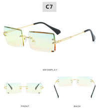 Carica l'immagine nel visualizzatore di Gallery, Retro small rectangle sunglasses women rimless square sun glasses for women 2022 summer style female uv400 green brown Oculos