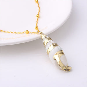 Conch Shell Necklace Sea Beach Shell Chain Pendant Necklace For Women Collier Femme Shell Cowrie Summer Jewelry Bohemian