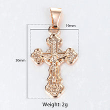 Load image into Gallery viewer, Cross Crucifix Clear Crystal Pendant Necklace for Men Women 585 Rose Gold Prayer Jesus Snail Link Chain Wholesale Jewelry GPM26