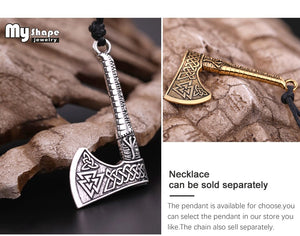 My shape Nordic Vikings Necklace The Fehu Feoh Fe Rune Axe Amulet compass viking runes pendant Scandinavian Necklace