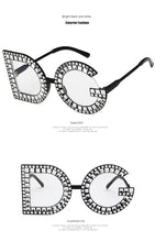 Load image into Gallery viewer, 2022 Trend Letter Sunglasses Female Oversized Sun Glasses Women Luxury Brand Spray Paint Diamond Frame Flash Shades Eyeglasses