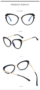 48270 Retro Cat Eye Anti Blue Glasses Frames TR90 Men Women Optical Computer Glasses