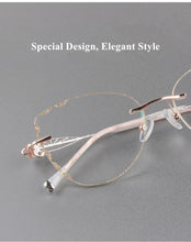 Load image into Gallery viewer, Butterfly Style Transparent Lenses Titanium Female Eyewear Diamond Trimmed Rimless Spectacle Frame Women Sunglasses Tint Lenses