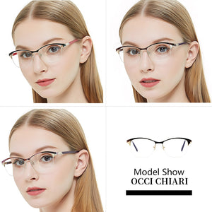 Metal Glasses Frame Women Vintage Eyeglasses Frames Prescription Eyewear Stylish Spring Hinges Optical Spectacle Eye OCCI CHIARI
