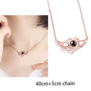 100 Languages Love Necklace Heart Pendant Wedding Romantic I Love You Projection Necklace for Women Girl Friend Ladies Gifts