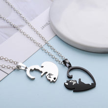 Load image into Gallery viewer, Couple heart necklace Cute Cartoon cat Pendant NecklaceSimple personality color black animal Necklace Jewelry Gift for girl boys