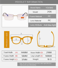 Load image into Gallery viewer, Anti-blue light Finished Myopia Glasses Rimless Eyeglasses Students Short Sighted Eyewear -1.0 -1.5 -2 -2.5 -3 -3.5 -4