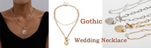 Load image into Gallery viewer, Gothic Baroque Pearl Angel Pendant Choker Necklace for Women Wedding Punk Lasso Big Chunky Thick Lock Chain Necklace Jewelry