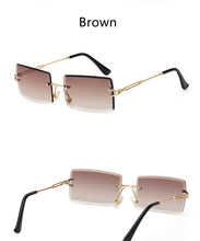 Load image into Gallery viewer, Rimless Sunglasses Rectangle Fashion Popular Women Men Shades  Small Square Sun Glasses For Female Summer Traveling Brown Oculos
