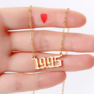 Bohemian English Number Letter Necklace Stainless Steel Chain Necklace for Women Birthday Gift Female Birth Year Necklaces