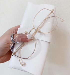 Anti-blue Light Glasses Frame Women Irregular Eyeglasses Unique Pearl Bent-leg Spectacle Frame Fashion Myopia Frames