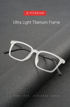 Carica l&#39;immagine nel visualizzatore di Gallery, Ultralight TR90 Glasses Frame Pure Titanium Myopia Glasses Men Comfortable Retro Square Large Size Optical Eyewear Frame 9822