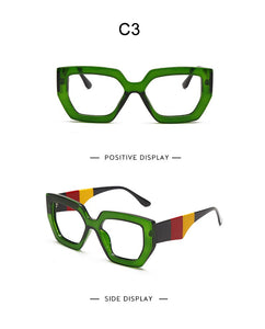 Fashion Polygonal Glasses Frame Women European And American Three-Color Frame Flat Glasses Men's Glasses Can Wear Myopia Glasses