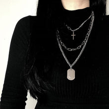 Load image into Gallery viewer, Multi-Layer Long Chain Necklace Punk Cross Pendant Necklace for Women Men Metal Chains Hip Hop Goth Jewelry Gifts
