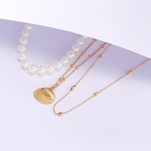 Load image into Gallery viewer, Vintage Pearl Necklaces For Women Fashion Multi-layer Shell Knot Pearl Chain Necklace 2020 NEW Coin Cross Choker Jewelry