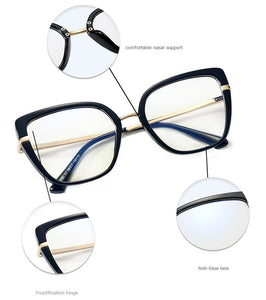 Cat Eye Plastic Titanium Anti Blue Glasses Frames Ultralight Women Optical Fashion Computer Glasses