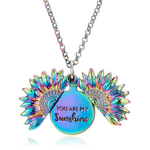 2020 Gold Silver Color Open Locket Necklace Engraved You Are My Sunshine Sunflower Pendant Necklace Unique Party Jewelry Gift