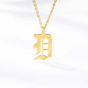 Old English Letter Initial Necklaces For Women Men Gold Silver Color Stainless Steel Chain Male Female Pendant Necklace Jewelry