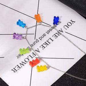 Cute  Cartoon Bear Chain Necklaces, Candy Color Pendant For Women&Girl Daily Jewelry Party Gifts
