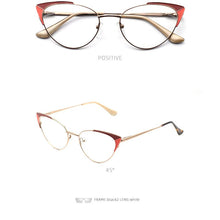 Load image into Gallery viewer, Prescription Glasses Women&#39;s Eyeglasses With Frame Myopia Clear Optical Female Eyewear Metal Cat Eye Round Fake Glasses