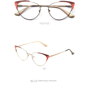 Prescription Glasses Women's Eyeglasses With Frame Myopia Clear Optical Female Eyewear Metal Cat Eye Round Fake Glasses