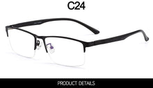 Carica l&#39;immagine nel visualizzatore di Gallery, Men Titanium Alloy Semi Rimless Eyeglasses Frame For Men Prescription Eyewear Flexible TR90 Legs IP Electroplating S61001