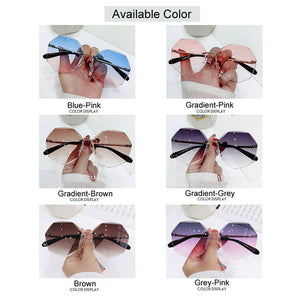2022 Rimless Sunglasses Women Brand Designer Sun Glasses Gradient Shades Cutting Lens Ladies Frameless Metal Eyeglasses UV400