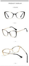 Load image into Gallery viewer, QPeClou Unique Vintage Cat Eye Glasses Women  Retro Metal Cateye Eyeglasses Frames Female Clear lens Optical Oculos Gafas