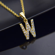 Carica l&#39;immagine nel visualizzatore di Gallery, Cubic Zircon Alphabet Pendants Gold Silver Color Copper Mini A-Z Letter Pendant Necklace Shinning 26 Initial Collares Jewelry