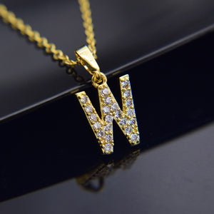 Cubic Zircon Alphabet Pendants Gold Silver Color Copper Mini A-Z Letter Pendant Necklace Shinning 26 Initial Collares Jewelry