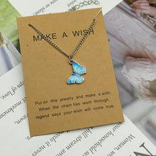 Load image into Gallery viewer, Korean Blue Gradient Butterfly Necklace for Women Girls Silver Color Butterflies Pendant Choker Necklaces Jewelry Gift