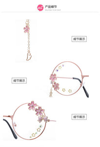 Simpatico ciondolo con ala Sakura, occhiali da vista trasparenti, montatura per donne, ragazze rotonde, occhiali retrò gotici fatti a mano, in vetro Bowknot, Oculos Gafas