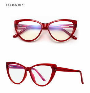 Ralferty Quality TR90 Glasses Frame Female Prescription Glasses Transparent Red Blue Light Glasses With Spring NO Grade Glasses