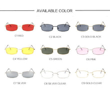 Carica l&#39;immagine nel visualizzatore di Gallery, Retro Sunglasses Men Small Rectangle Sun Glasses Retro Shades for Women Metal Frame Black Pink Eyewear