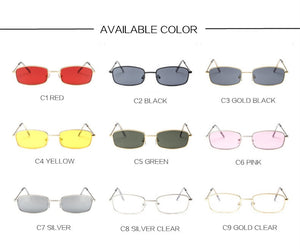 Retro Sunglasses Men Small Rectangle Sun Glasses Retro Shades for Women Metal Frame Black Pink Eyewear