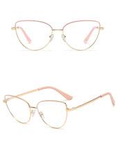 Load image into Gallery viewer, Peekaboo retro metal glasses frame cat eye female gold black clear lens triangle optical eyeglasses women&#39;s accessories