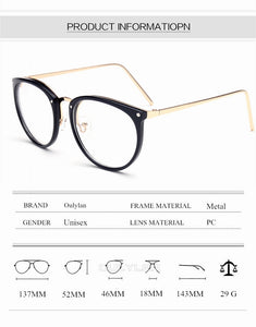 Oulylan Transparent Cat Eye Glasses Frames Women Fashionable   Fake Eyeglasses Metal Optical Frame for Womens