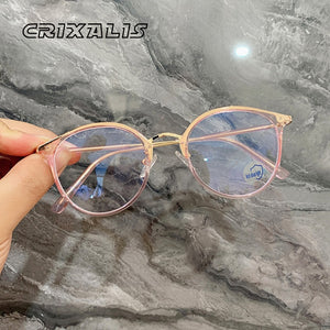 Round Anti Blue Light Computer Glasses Women Men Prescription Reading Ladies 2022 Eyeglasses Frame Radiation Protection Lens