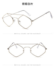 Load image into Gallery viewer, Fashion Diamond Sunglasses Women Retro Metal Double Beam Wild Eyeglasses Polygonal Ocean Glasses