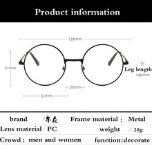 Load image into Gallery viewer, Retro-classic transparent lens metal frame men and women circular reading glasses  retro-personality college style